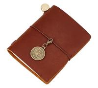 CRASPIRE Leather Journal Notebook Small Blank Paper Travel Vintage Daily 3.3x3.1in Refillable 128 Pages Bound Portable Notepad for Man Women Antique Gifts Artist Traveler Writing Drawing Brown
