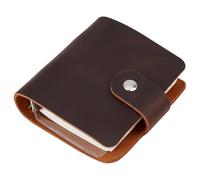 CRASPIRE Leather Journal Notebook Small Refillable A9 Travel Vintage Daily Memo Planner Paper 3.5 x 3.7in 120 Pages Lock Closure Portable Notepad for Man Women Gifts Traveler Writing Drawing Coffee