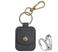 CRASPIRE Leather Ring Holder Keychain Portable Gym Ring Holder Black Jewelry Travel Pouch Keychain Mini Coin Pouch for Wedding Ring Necklace Guitar Picks Gift for Women Men