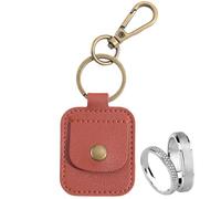 CRASPIRE Leather Ring Holder Keychain Portable Gym Ring Holder Brown Jewelry Travel Pouch Keychain Mini Coin Pouch for Wedding Ring Necklace Guitar Picks Gift for Women Men
