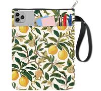 CRASPIRE Lemon Book Sleeve Cloth Book Cover 11x9Inch Double Sided Book Cloth Watercolor Green Leaf Reusable Books Protector for Paperbacks Hardcover Notebook Journal Textbooks Bible Handheld Ribbon