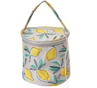 CRASPIRE Lemon Small Yarn Storage Organizer Bag for Crocheting Knitting Hook Needle Set Skein Ball Tan Polycotton Cylinder Knitting Strong Zipper Crochet Bags For Traveling Weaving Fruit Mini Handbag