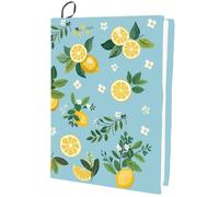 CRASPIRE Lemon Stretchable Book Cover Fruits Green Leaf Blue Cover Washable Reusable Large Nylon Book Sleeve Book Protector Elastic Notebook Wraps for Hardcover Books Textbook Gift