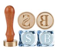 CRASPIRE Letter B and S Ice Stamp Set 2Pcs 1.2" Stamp Heads+1Pc Wooden Handle Initials Ice Cube Branding Stamp Removable Brass Replacement for Cocktail Party Whiskey Mojito Drinks Wedding Making DIY