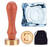 CRASPIRE Letter C Ice Stamp Initial Ice Cube Stamp with Removable Brass Head & Wood Handle 1.2" Vintage Ice Branding Stamp for Making DIY Crafting Cocktail Whiskey Mojito Drinks Wedding