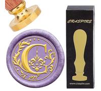 CRASPIRE Letter C Sealing Wax Stamp Retro Alphabet Initials Wax Seal Stamp Classic Vintage 26 Letters A-Z 25mm Removable Brass Head wood Handle for Envelope Invitation Embellishment DIY Scrapbooking