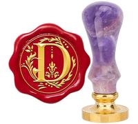 CRASPIRE Letter D Wax Seal Stamp Retro Alphabet Initials Sealing Wax Stamp Vintage 26 Letters A-Z 25mm Removable Brass Head with Amethyst Handle for Wedding Anniversary Invitation Gift Decoration