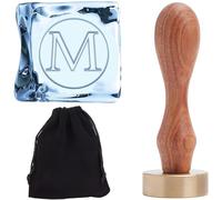 CRASPIRE Letter Ice Stamp 1.2 Inch Initial Alphabet M Ice Press Stamps Ice Branding Stamp Cocktail Wooden Handle Removable Brass Head for Party Events Holiday Whisky Mojito Drink Making DIY Craft