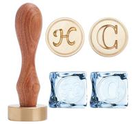 CRASPIRE Letter Ice Stamp Set 2Pcs 1.2" Stamp Heads+1Pc Wooden Handle Initials C H Ice Cube Branding Stamp Removable Brass Replacement for Cocktail Party Whiskey Mojito Drinks Wedding Making DIY