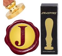 CRASPIRE Letter J Wax Seal Stamps Retro Alphabet Initials Sealing Wax Stamp Classic Vintage 26 Letters A-Z 25mm Removable Brass Head wood Handle for Envelopes Invitation Gift Packing Wrap Decoration