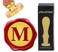 CRASPIRE Letter M Wax Seal Stamps Retro Alphabet Initials Sealing Wax Stamp Classic Vintage 26 Letters A-Z 25mm Removable Brass Head wood Handle for Envelopes Invitation Gift Packing Wrap Decoration