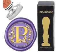 CRASPIRE Letter P Wax Seal Stamp Retro Alphabet Initials Sealing Wax Stamp Classic Vintage 25mm Silver Removable Brass Head wood Handle for Envelope Invitation Embellishment DIY Scrapbooking