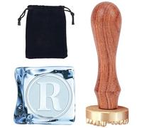 CRASPIRE Letter R Ice Stamp Initials Ice Cube Stamp 1.2inch with Removable Brass Head Replacement Wood Handle Ice Branding Stamp for Cocktail Party Whiskey Mojito Drinks Wedding Making DIY Crafting