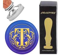 CRASPIRE Letter T Initials Sealing Wax Stamp Retro Alphabet Wax Seal Stamps Classic Vintage 26 Letters A-Z 25mm Removable Silver Plated Brass Head wood Handle for Envelope Invitation Gift Decoration