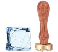 CRASPIRE Letter V Ice Stamp Initials Ice Cube Stamp 1.2inch with Removable Brass Head Replacement Wood Handle Ice Branding Stamp for Cocktail Party Whiskey Mojito Drinks Wedding Making DIY Crafting