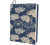 CRASPIRE Lotus Stretchable Book Cover Flower Vintage Ruffle Washable Reusable Large Nylon Book Protector Elastic Notebook Wraps Suitable for Hardcover Books Classroom Students