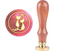 CRASPIRE Love Cats Wax Seal Stamp Valentine's Day Animal Retro Removable Brass Wood Handle for Envelopes Invitation Wedding Embellishment Bottle Decoration