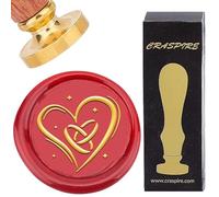 CRASPIRE Love Ring Wax Seal Stamp Romantic Rings Heart 1.18In/30mm Valentines Day Spring Vintage Removable Brass Sealing Stamp Head Wooden Handle Replacement for Wedding Envelopes Invitations Card DIY
