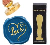 CRASPIRE Love Wax Seal Stamp Heart Sealing Wax Stamps 30mm Retro Vintage Removable Brass Stamp Head with Rosewood Handle for Valentine's Day Birthday Invitations Cards Gift Wrapping Party Decor
