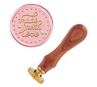 CRASPIRE Made with Love Wax Seal Stamp Valentine's Day Sealing Retro 25mm Removable Brass Wood Handle for Envelopes Invitations Wedding Bottle Decoration