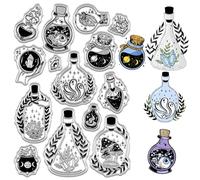 CRASPIRE Magic Potion Bottles Clear Stamps Reusable Magical Bottle Crystal Tarot Witchcraft Rubber Stamp Boho Transparent Silicone Decoraive Seals Vintage for DIY Card Making Photo Album Journal Decor