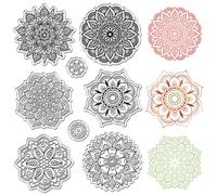 CRASPIRE Mandala Flower Clear Rubber Stamps Reusable Boho Lotus Yoga Transparent Silicone Stamp Seals Vintage for Journaling Card Making Decor DIY Scrapbooking Supplies Crafting