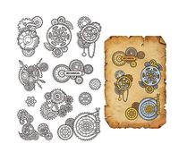CRASPIRE Mechanical Gears Clear Rubber Stamp Steampunk Vintage Transparent Silicone Seals Stamp for Journaling Card Making DIY Scrapbooking Handmade Photo Album Notebook Decor 6.3 x 4.3inch