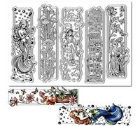 CRASPIRE Mermaid Clear Stamps for Card Making Mushroom House Squirrel Background Sea Ocean Wave Rubber Silicone Reusable Transparent Seals for Gift DIY Scrapbooking Embossing Album Photo Craft Decor