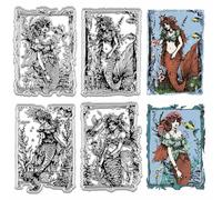 CRASPIRE Mermaid Clear Stamps Silicone Transparent Ocean Vintage Seals Reusable Craft Retro for Handmade Journaling Card Photo Scrapbooking Making Decor Supplies DIY