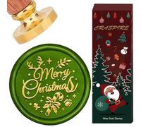 CRASPIRE Merry Chirstmas Wax Seal Stamp 25mm Removable Brass Head Candy Cane Sealing Wax Stamps with Wooden Handle Holly Leaf Gift Elk Antler Seals for Holiday Xmas Wedding Birthday Decor Scrapbooking