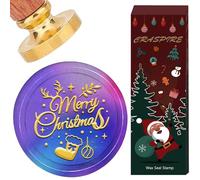CRASPIRE Merry Chirstmas Wax Seal Stamp 30mm Removable Brass Head Xmas Stocking Sealing Wax Stamps with Wooden Handle Vintage Retro Seals Elk Antler Leaf for Holiday Wedding Birthday Card Gift Decor