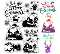 CRASPIRE Merry Christmas Santa Claus Clear Rubber Stamps Greeting Elk Antler Snowflake Holly Deer Xmas Reusable Transparent Silicone Seal Stamp for Winter DIY Craft Scrapbooking Journaling Card Making