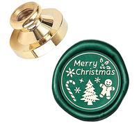 CRASPIRE Merry Christmas Sealing Wax Stamp Gingerbread Man X'MAS EVE Christmas Tree Snowflake Mistletoe Candy 25mm Replaceable Wax Seal Stamp Brass Head for Invitations Envelope Cards