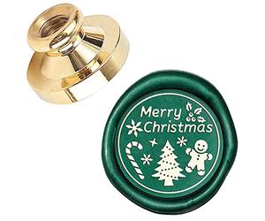 CRASPIRE Merry Christmas Sealing Wax Stamp Gingerbread Man X'MAS EVE Christmas Tree Snowflake Mistletoe Candy 25mm Replaceable Wax Seal Stamp Brass Head for Invitations Envelope Cards