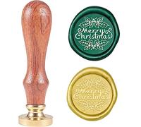 CRASPIRE Merry Christmas Sealing Wax Stamp Mistletoe X'MAS EVE Wax Seal Stamp Head with Wooden Handle Christmas Eve for Christmas Invitations Envelope Cards Gift Decoration