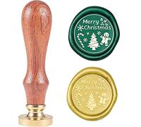 CRASPIRE Merry Christmas Sealing Wax Stamp Xmas Tree Snowflake Candy Gingerbread Man Wax Seal Stamp Brass Head with Wooden Handle for Christmas Invitation Envelope Cards Decoration