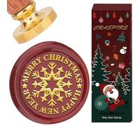 CRASPIRE Merry Christmas Wax Seal Stamp Snowflakes Sealing Wax Stamps 25mm Retro Vintage Removable Brass Stamp Head with Rosewood Handle for Wedding Invitations Halloween Thanksgiving Gift Packing
