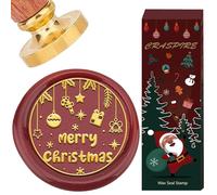 CRASPIRE Merry Christmas Wax Stamp Xmas Snowflake Star Gift Box 30mm Replaceable Wax Seal Stamp Brass Head with Wooden Handle for Christmas Invitations Envelope Cards Gift Packing Decoration Holiday