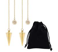 CRASPIRE Metal Pendulums for Divination, Brass Pendulum with cone and Sun Pendant, Healing Dowsing Tool, Reiki Pendulum, Meditation Pendulum, Divination Pendulum