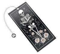 CRASPIRE Metal Skeleton Bookmark Rectangle Stainless Steel Dark Flower Vine Rose Chain Charm Hang Funny Gothic Horror Halloween Skulls Reading Book Markers for Birthday Gifts Thanksgiving Christmas