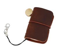 CRASPIRE Mini Leather Journal Notebook Bound Portable 1.7 x 1.9in Vintage Daily Handmade Blank Paper 64 Pages Small Travel Refill Notepad for Man Women Keychain Gifts Travel Writing Drawing Coffee