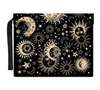 CRASPIRE Moon Book Cover Sun Star Book Sleeve 11.6 X 9.3 Inch Black Book Protector for Paperbacks Washable Fabric Cloth Book Cover with Handle and Extra Sleeve Pocket for Book Lovers Classmate Gifts