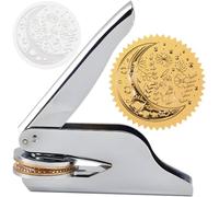 CRASPIRE Moon Embossing Seal Stamp Flower Book Ex Libris Library 1.6in Stainless Steel Stamper Hand Held Embosser Bookish Teacher Notary for Graduation Gift Envelopes Wedding Invitation Paper Napkin