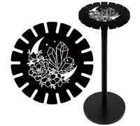 CRASPIRE Moon Flower Pendulum Crystal Holder Divination Dowsing Wheel Black Display Stand Vintage Rome Witch Stuff Wooden Organizer Rack for Stone Necklaces Witchcraft Essential Oil