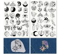 CRASPIRE Moon Moth Water Soluble Embroidery Stabilizers Hand Sewing Magic Stick and Stitch Transfers Paper Wash Away Pre-Printed Self Adhesive Patterns for Bags Cloth Sewing Lovers Beginner Needlework