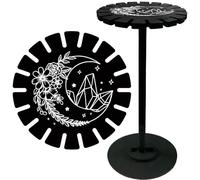 CRASPIRE Moon Pendulum Crystal Holder Stand Flower Divination Dowsing Wheel Black Display Shelf Vintage Rome Witch Stuff Wooden Organizer Rack for Stone Necklaces Witchcraft Essential Oil