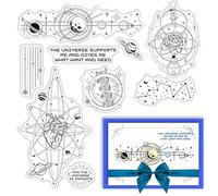 CRASPIRE Moon Phase Clear Rubber Stamps Words Flower Planet Heart DNA Star Transparent Vintage Postmark Silicone Seals Stamp Journaling Card Making DIY Scrapbooking Paper Craft