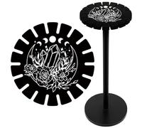 CRASPIRE Moon Phase Flower Pendulum Crystal Holder Divination Dowsing Wheel Black Display Stand Vintage Rome Witch Stuff Wooden Organizer Rack for Stone Necklaces Witchcraft Essential Oil