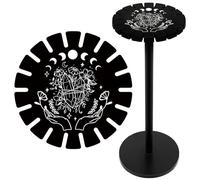 CRASPIRE Moon Phase Hands Pendulum Crystal Holder Flower Divination Dowsing Wheel Black Display Stand Vintage Rome Witch Stuff Wooden Organizer Rack for Stone Necklaces Witchcraft Essential Oil