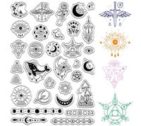 CRASPIRE Moon Phase Stamp Clear Silicone Stamps Divination Theme Sun Magic Flower Boho Postmark Reusable Transparent Rubber Seal Stamps for DIY Craft Scrapbooking Journaling Card Making Decoration